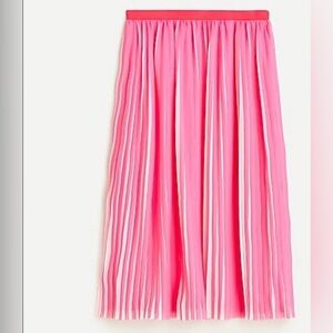 NWT J. Crew Pink and White Pleated Midi Skirt